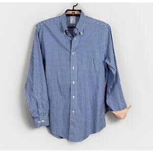 Brooks Brothers 1818 Blue Gingham Cotton Shirt Medium Non-Iron Original Polo